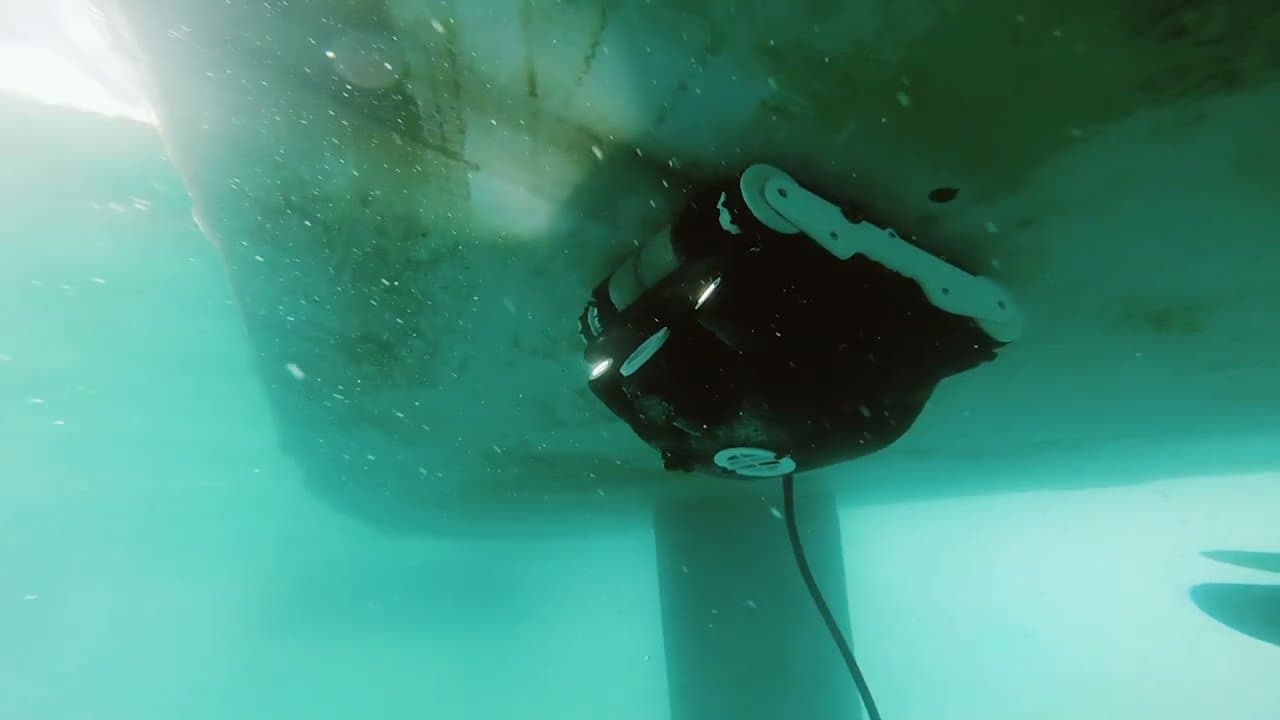 Keelcrab underwater drone cleaning a boat hull