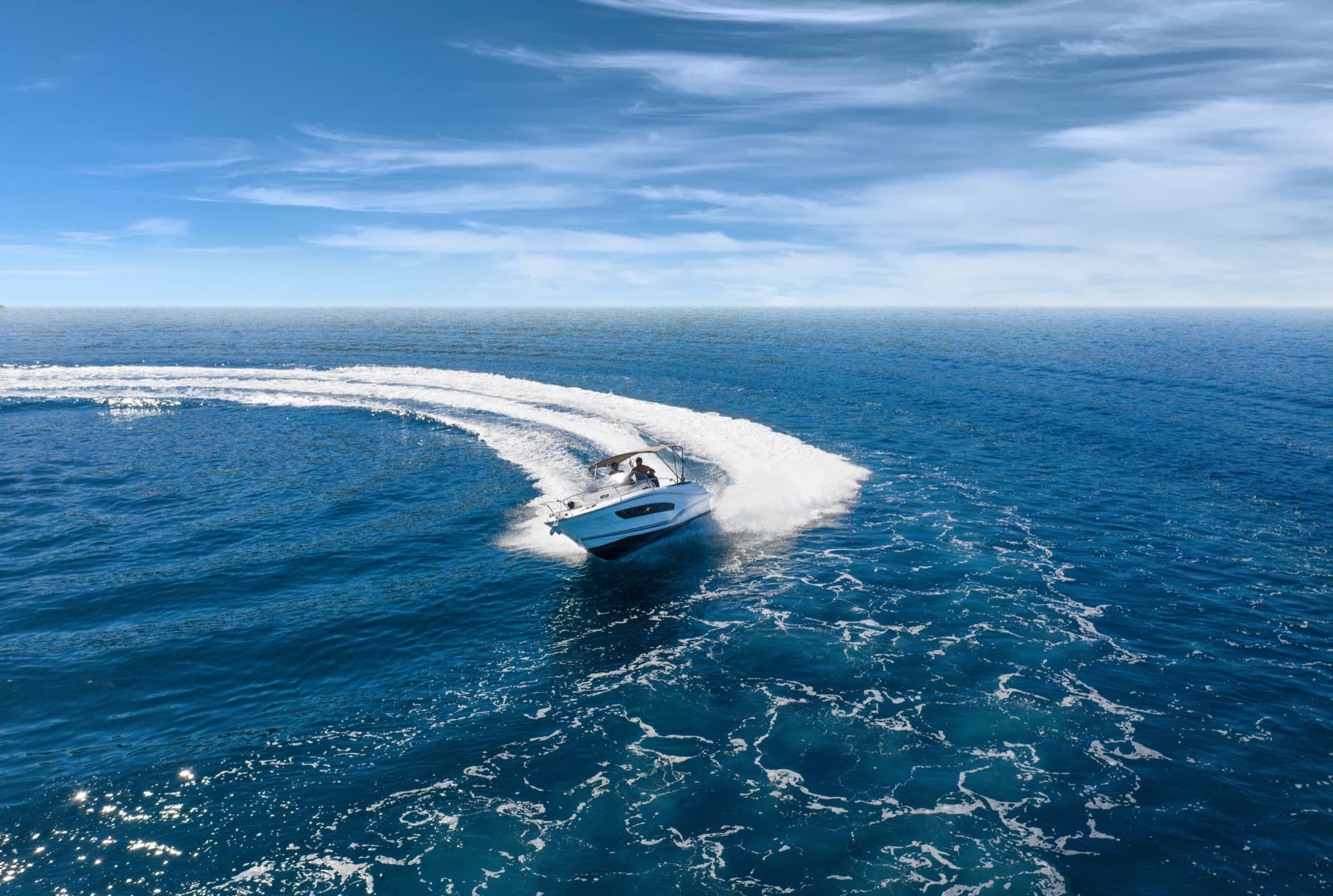 Motor boat underway on open water